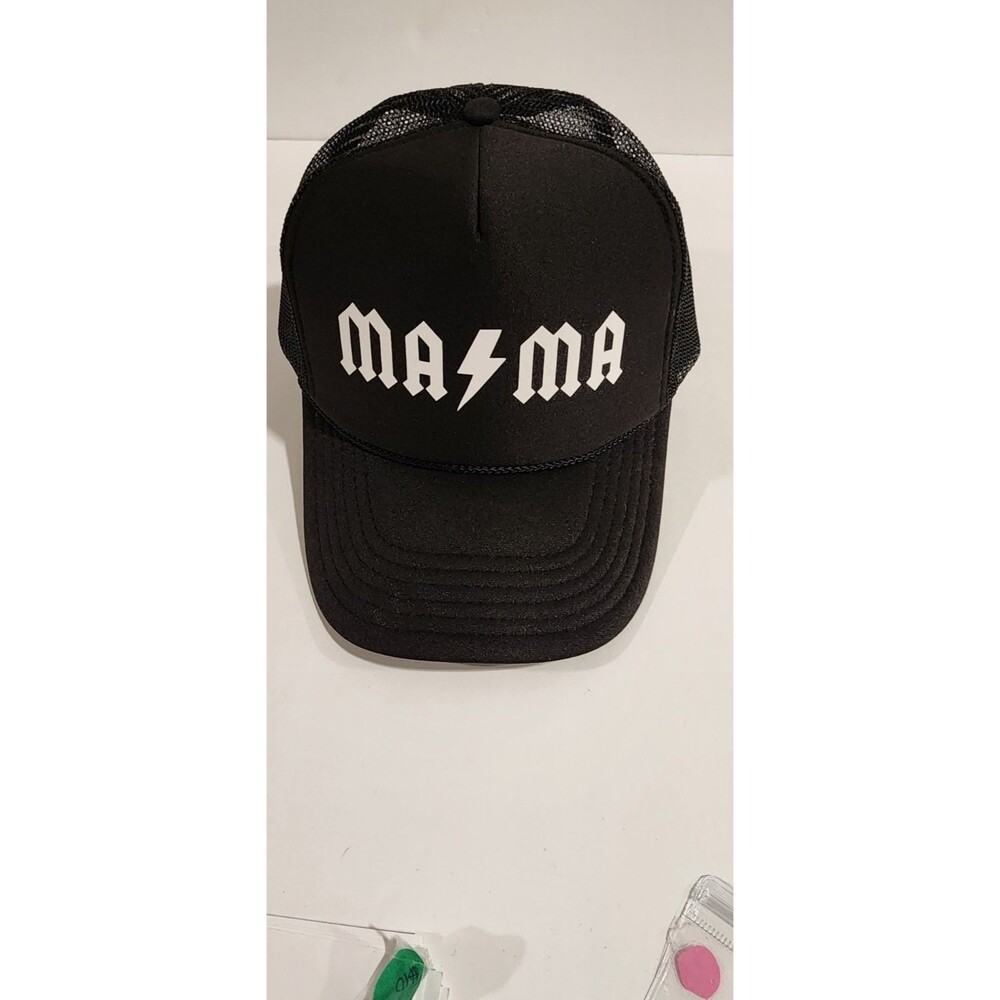 MA⚡MA Graphic Trucker Hat – Black Mesh Back Snapback